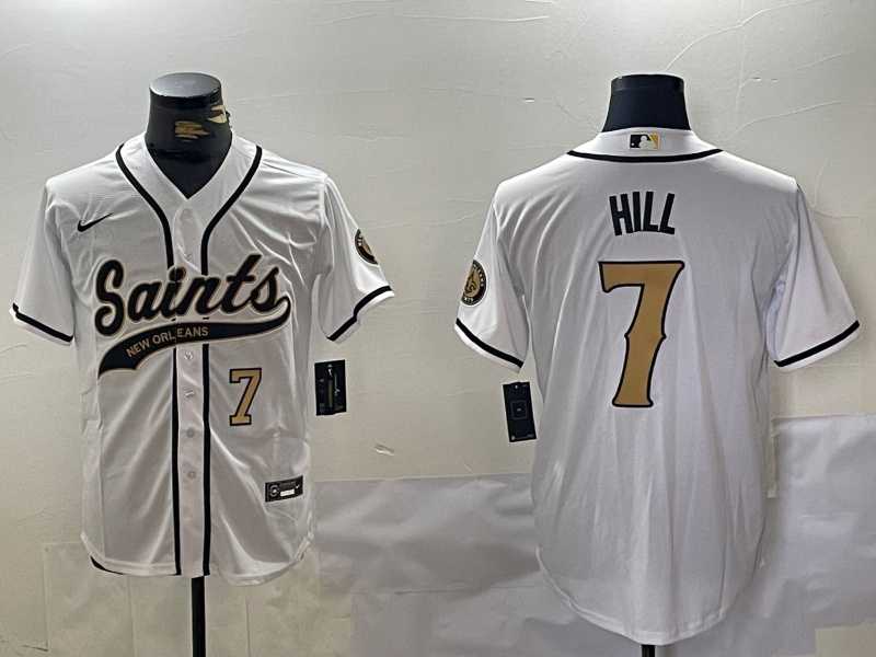 Men's New Orleans Saints #7 Taysom Hill White With Patch Cool Base Stitched Baseball Jerseys,We sell and wholesale Men's New Orleans Saints #7 Taysom Hill White With Patch Cool Base Stitched Baseball Jerseys on line form chian!